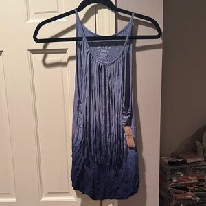 American Eagle Outfitters Blue Pleated Tank Top